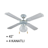 Queen 42'' 4 Kanatlı Işıklı Tavan Vantilatörü Beyaz